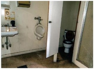Before: existing bathrooms before construction